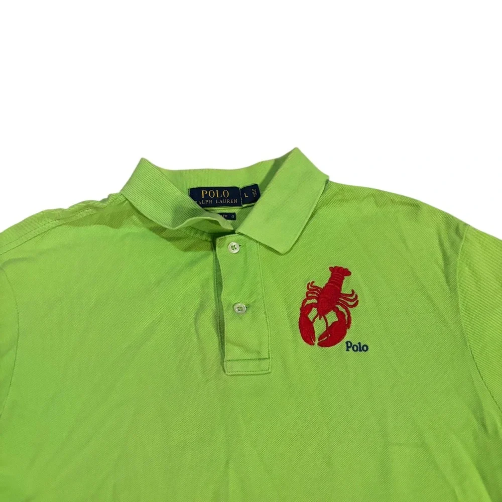 Polo Ralph Lauren‎ Mens Custom Fit Lobster Polo Shirt Lime Green Large L